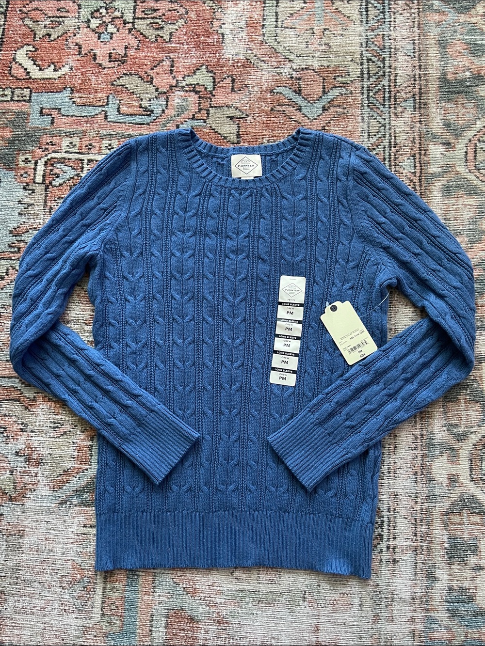 jcpenney Women's Blue Cable-Knit Crewneck Sweater
